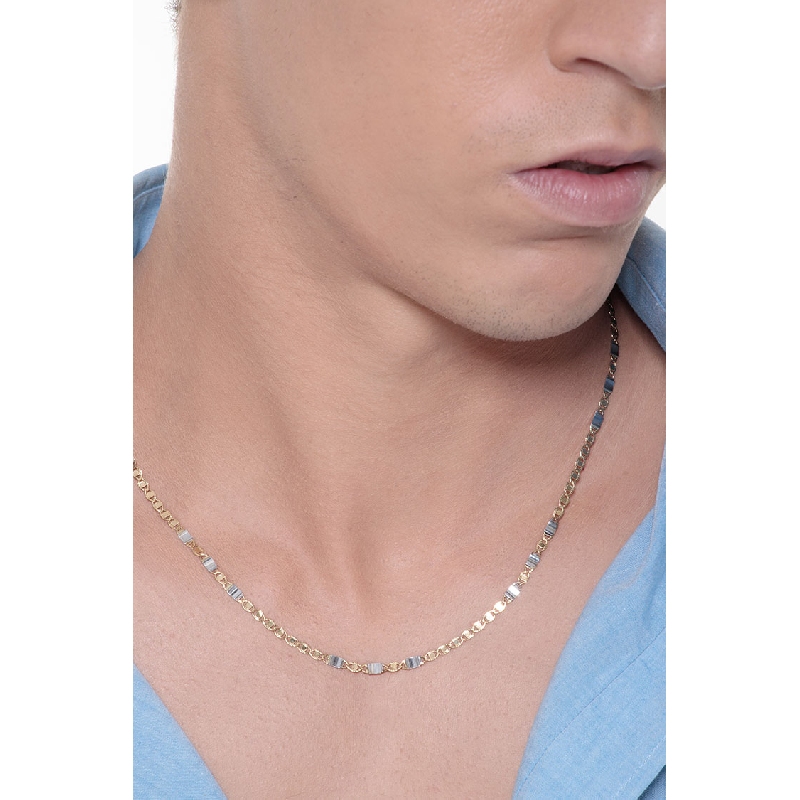 Chaîne en or blanc et jaune 18 carats, 50 cm Chaîne en or blanc et jaune 18 carats, 50 cm