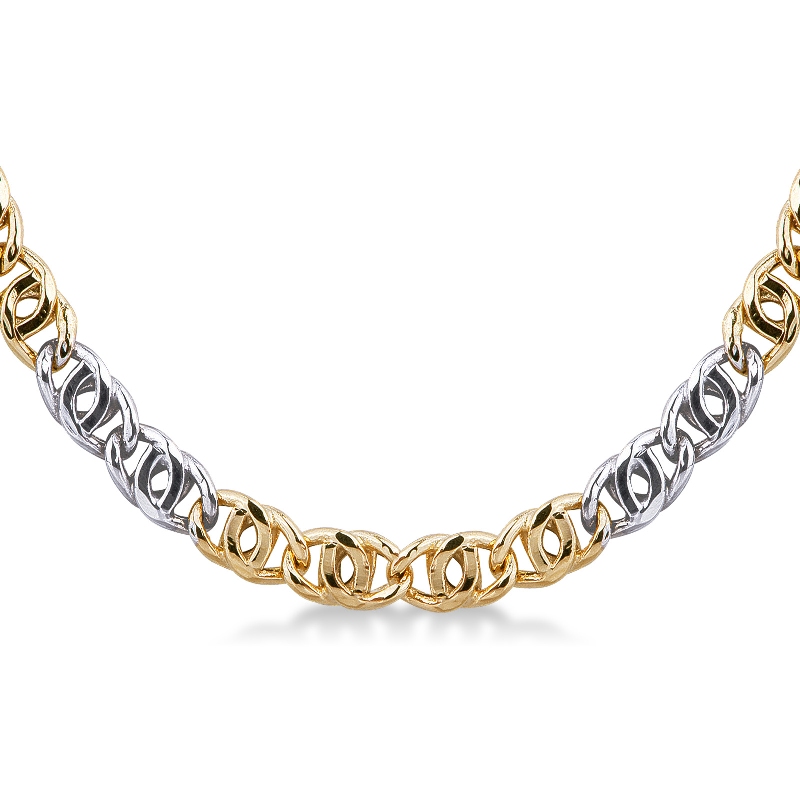 Collier élégant en or blanc et jaune 18, 50 cm Collier élégant en or blanc et jaune 18, 50 cm