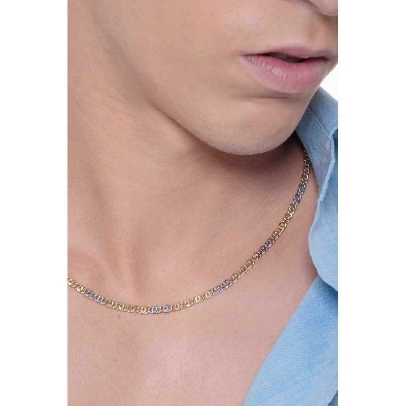 Collier élégant en or blanc et jaune 18, 50 cm Collier élégant en or blanc et jaune 18, 50 cm