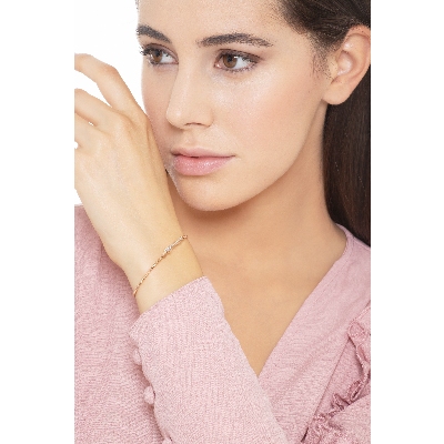 Bracelet or rose 18k cœur diamants