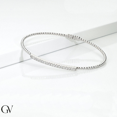 Bracelet rigide en or blanc 750 avec diamants