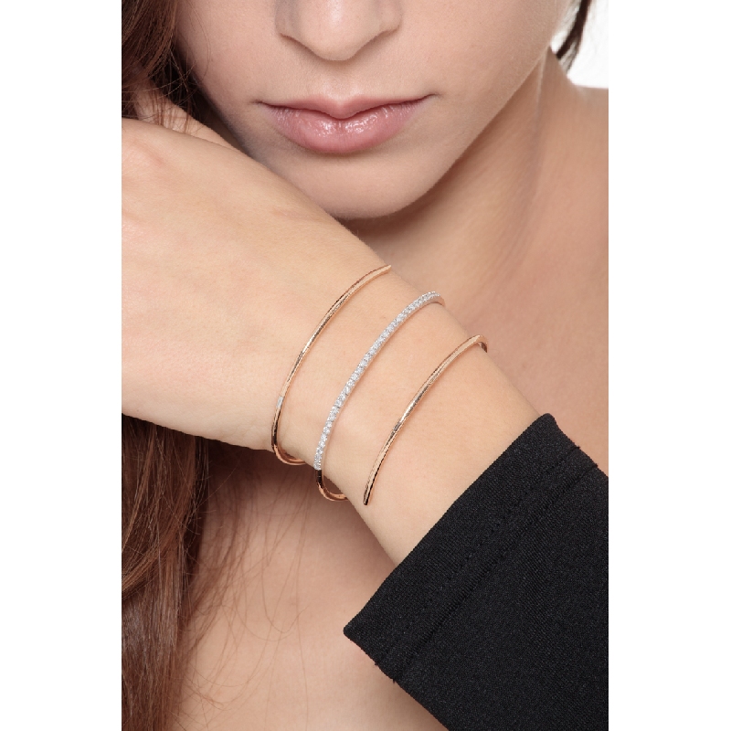 Bracelet à ressort en Or Rose et Blanc 18K avec Diamants Taille Brillante  Bracelet à ressort en Or Rose et Blanc 18K avec Diamants Taille Brillante