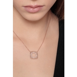 Collier Rolo en Or Rose 18k avec Pendentif Carré et Diamants 2