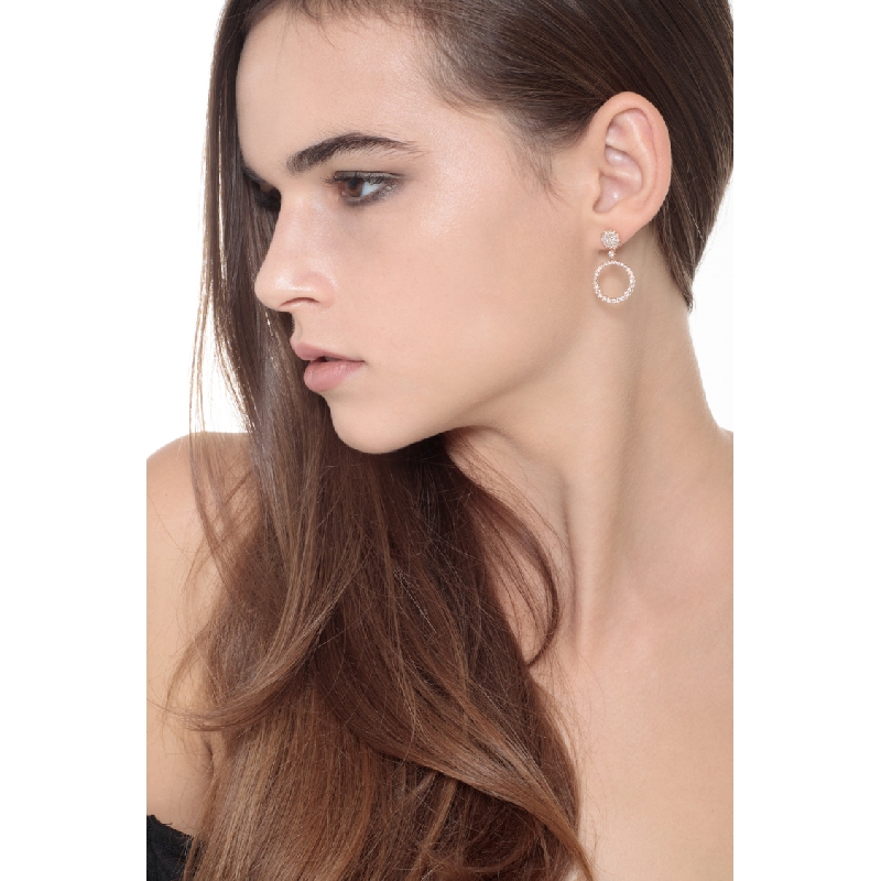 Creoles en or rose 18k avec diamants taille brillant