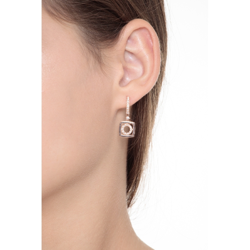 Boucles d oreilles fantaisie en or rose 18k avec diamants