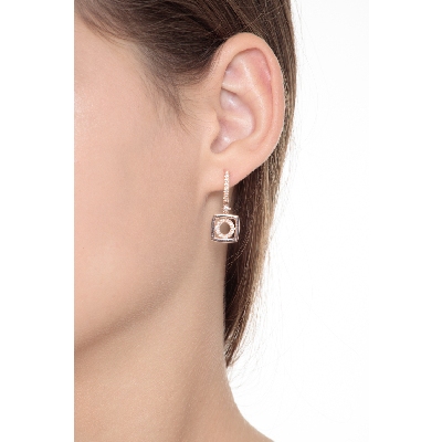 Boucles d oreilles fantaisie en or rose 18k avec diamants