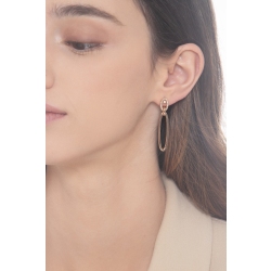 Boucles d’oreilles en or rose 18k avec pendentifs ovales et diamants 2