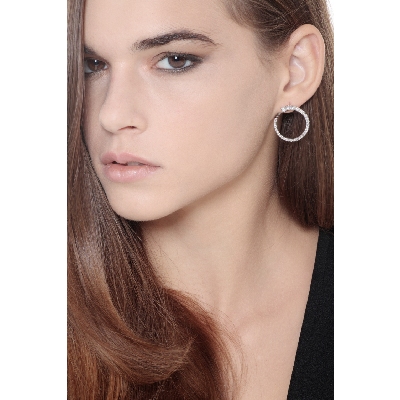 Boucles d’oreilles créoles or blanc 18k avec diamants