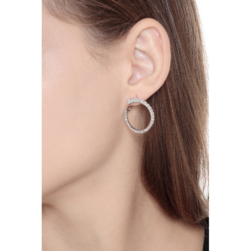 Boucles d’oreilles créoles or blanc 18k avec diamants