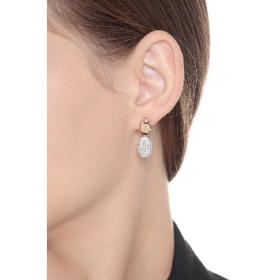 Boucles d’oreilles en or blanc et rose 18k ovales en diamants