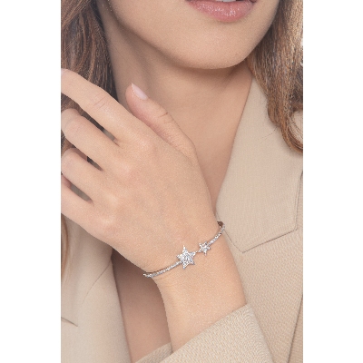 Bracelet or blanc 18k avec étoiles en diamants