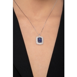 Collier raffiné avec diamants brillants et un saphir bleu central 2