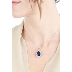 Collier en Or Blanc, Saphir et Diamants 2