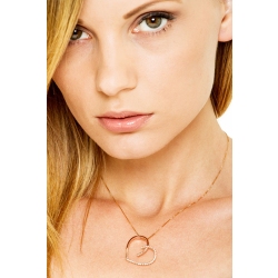 Collier coeur avec pendentif en or rose 18k et diamants 2
