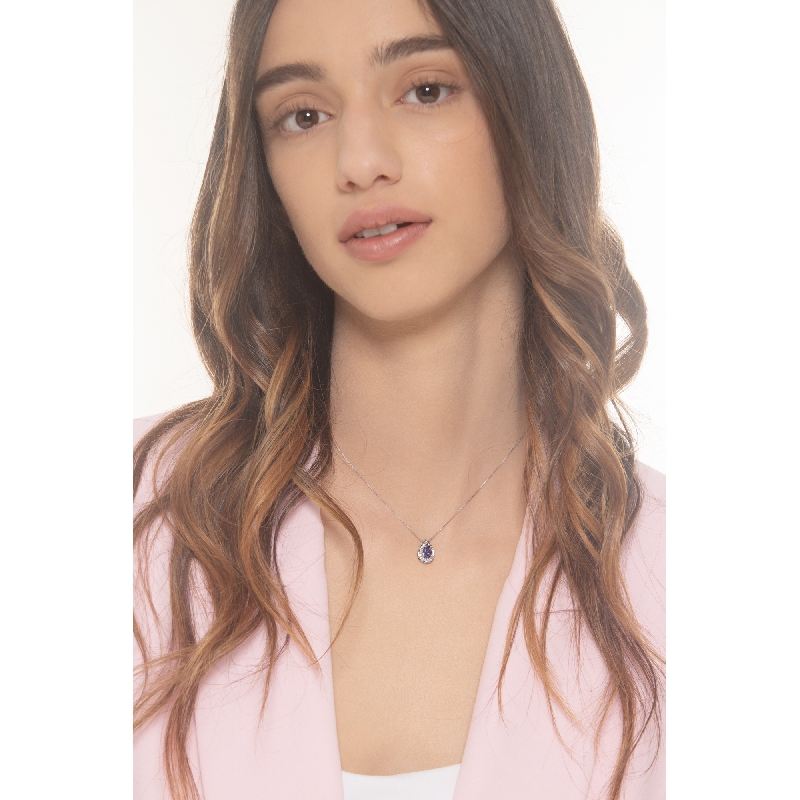 Collier pendentif en or blanc 18 carats tanzanite