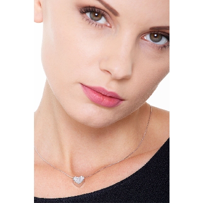 Collier avec pendentif cœur or blanc 18 ct pavé de diamants