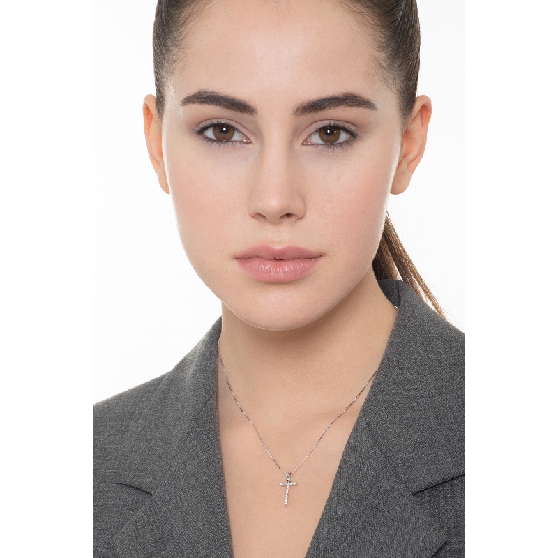 Pendentif lettre T collier femme or blanc et diamants Pendentif lettre T collier femme or blanc et diamants