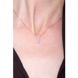 Collier personnalisé lettre I or blanc et diamants 2