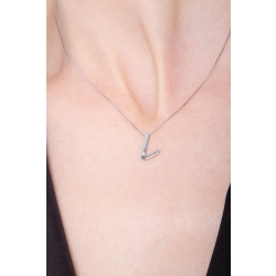 Collier en or blanc 18k lettre L et diamant 2