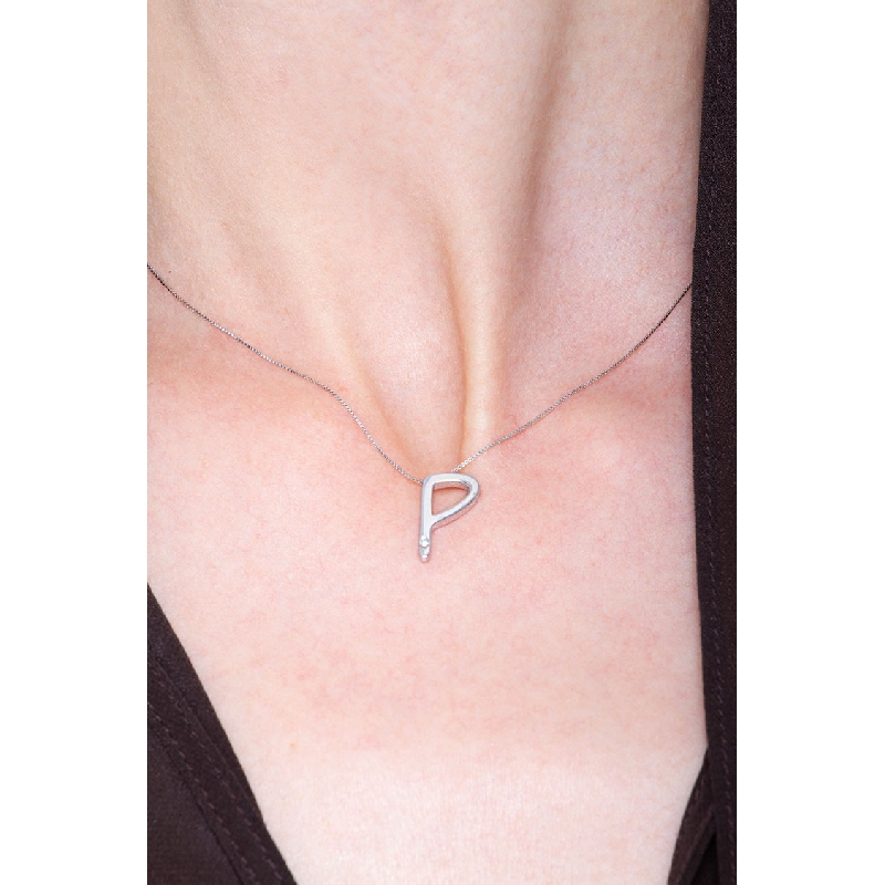 Collier personnalisé lettre P or blanc et diamants Collier personnalisé lettre P or blanc et diamants