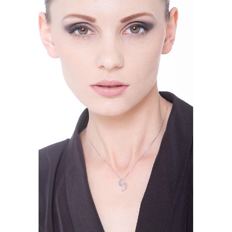 Collier personnalisé lettre S or blanc et diamants Collier personnalisé lettre S or blanc et diamants