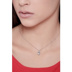 Collier en or blanc 18 carats avec diamants et aiguemarine ovale 2