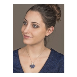 Collier en Or Blanc 18k avec Pavé de Saphirs Bleus et Diamants 2