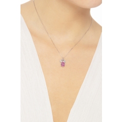 Collier femme en or blanc 18k avec pendentif saphir rose et diamants 2
