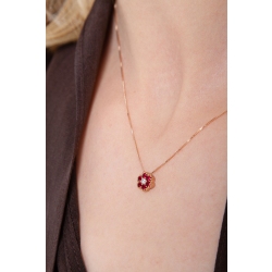 Collier en or rose 18 carats fleur de 7 mm 2