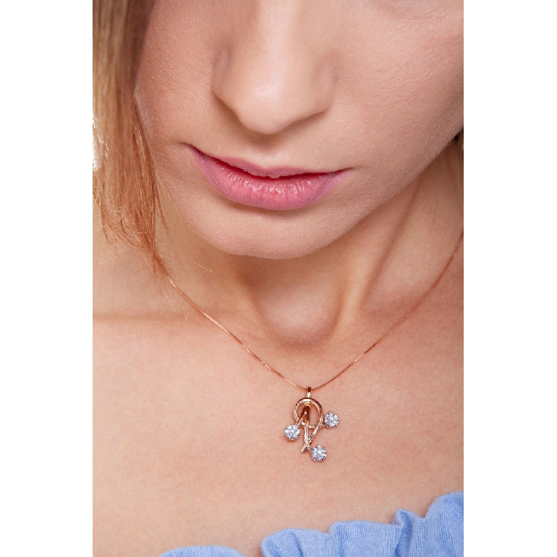 Collier en or blanc 18k avec trilogy fleur en diamants
