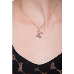 Collier femme en or rose et blanc 18k avec diamants et rubis 2