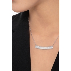 Collier en or blanc 18k avec barre en diamants 2