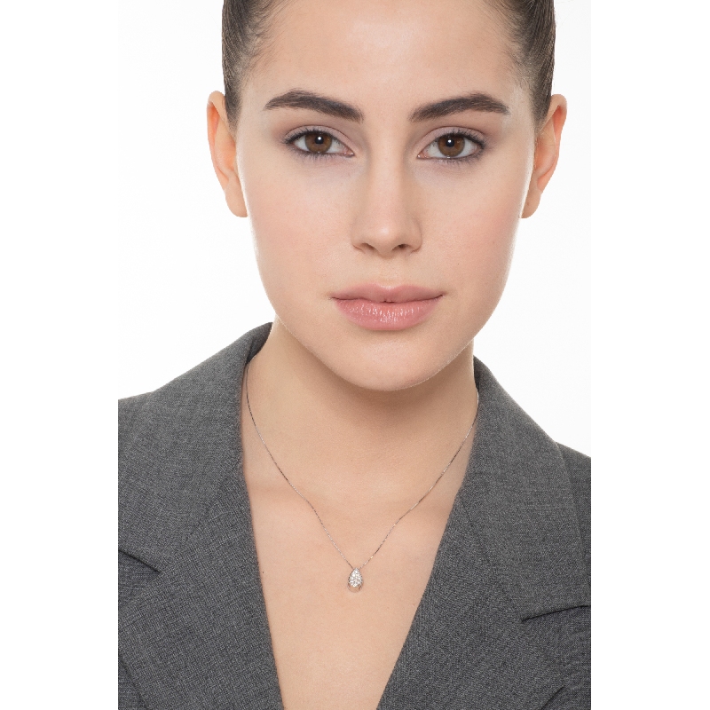 Collier or blanc 18k pendentif goutte diamant