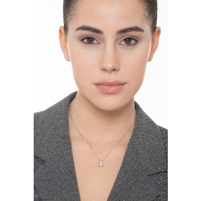 Collier or blanc 18k pendentif goutte diamant