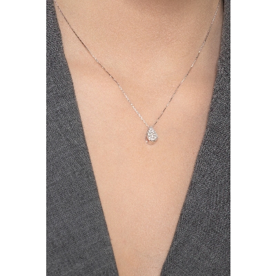 Collier or blanc 18k pendentif goutte diamant