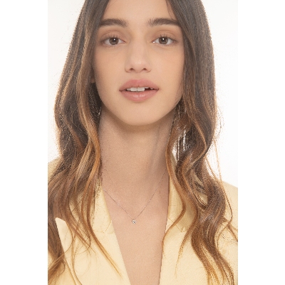 Collier or blanc 18k pendentif cœur diamant 5x6 mm