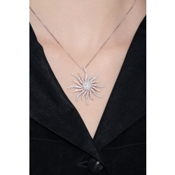 Collier soleil or blanc et rose 18k avec diamants 2
