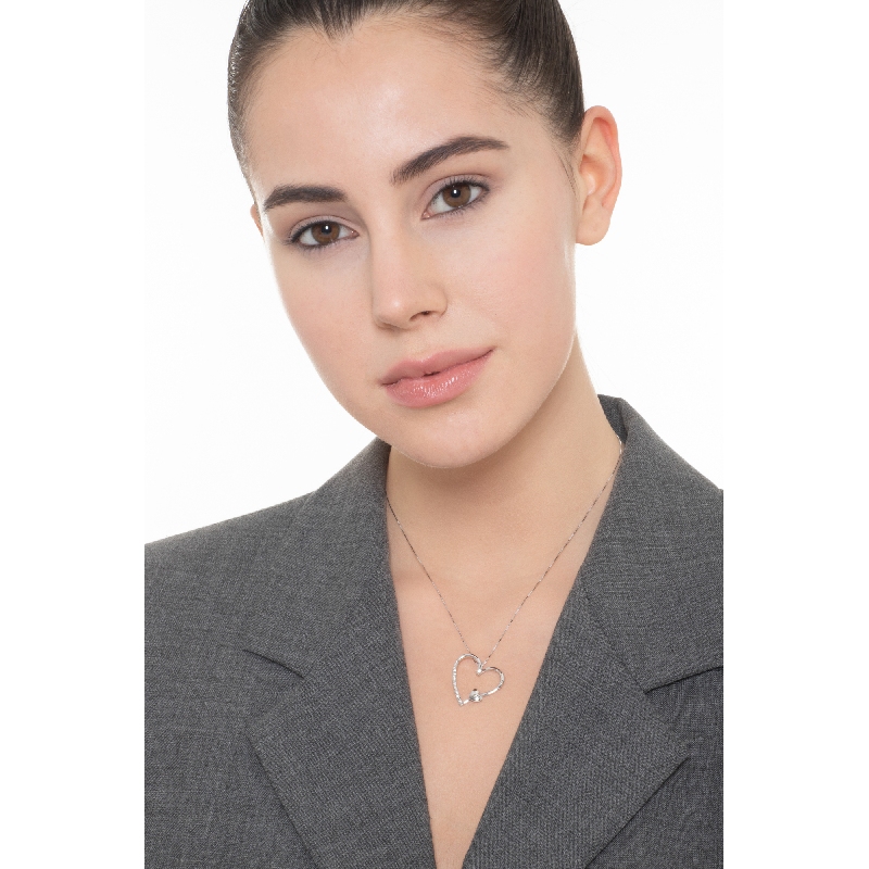 Collier Cœur Diamants Or Blanc 750 