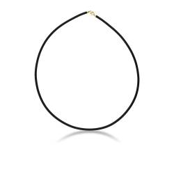 Collier ras du cou en caoutchouc avec fermoir en or jaune 18k, 45 cm