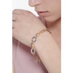 Bracelet chaîne en or jaune avec inserts en or blanc cm 19 2