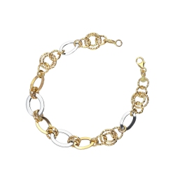 Bracelet chaîne en or jaune avec inserts en or blanc cm 19