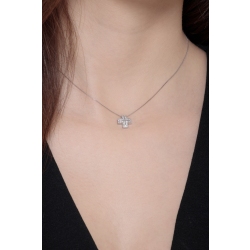 Collier en or blanc 18 carats avec croix pavée de diamants 2