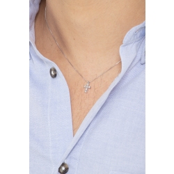 Collier avec pendentif croix Or Blanc 18k et diamants 2