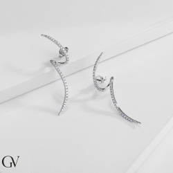 Boucles d'oreilles en spirale avec diamants en or blanc 750 2