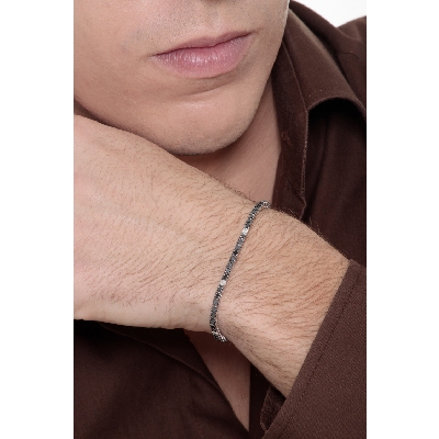 Bracelet Tennis en Or 18k avec Diamants Noirs et Blancs