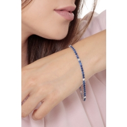 Bracelet Tennis à fil en Or Blanc 18k serti de Saphirs bleus et de diamants 2