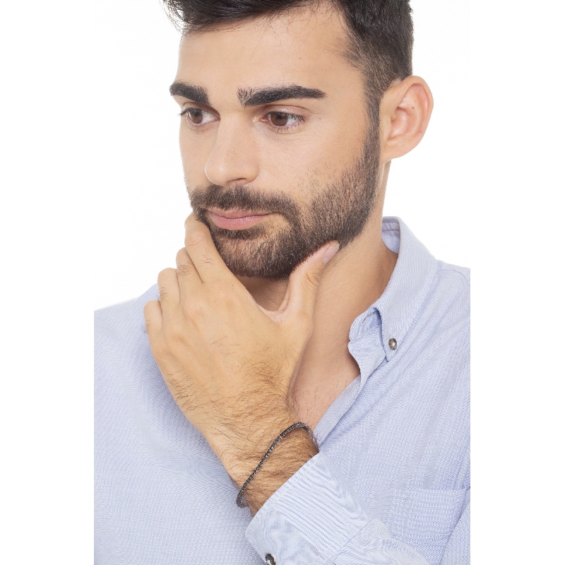 Bracelet tennis à griffes en or blanc 18k avec diamants noirs