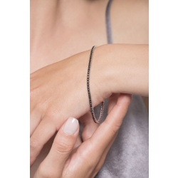 Bracelet tennis à griffes en or blanc 18k avec diamants noirs 2