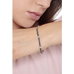 Bracelet tennis à griffes en or blanc 18k serti de diamants noirs et de diamants 2