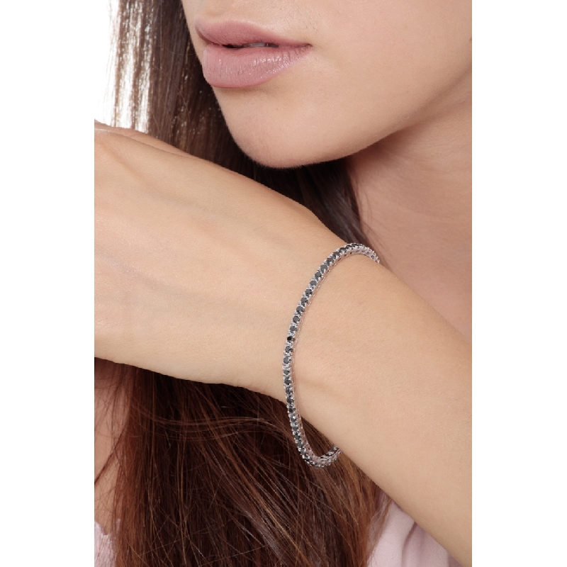 Bracelet Tennis Or 750 avec diamants noirs